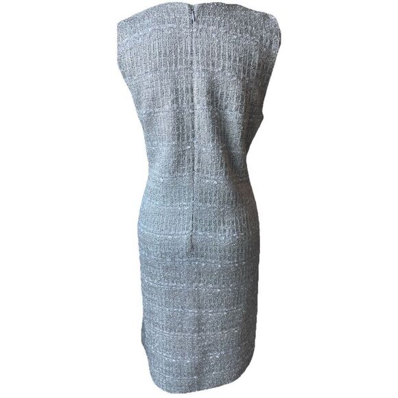 St. John Evening Silver Metallic Knit Shift Dress & Match Blazer Size 8 - Picture 6 of 8
